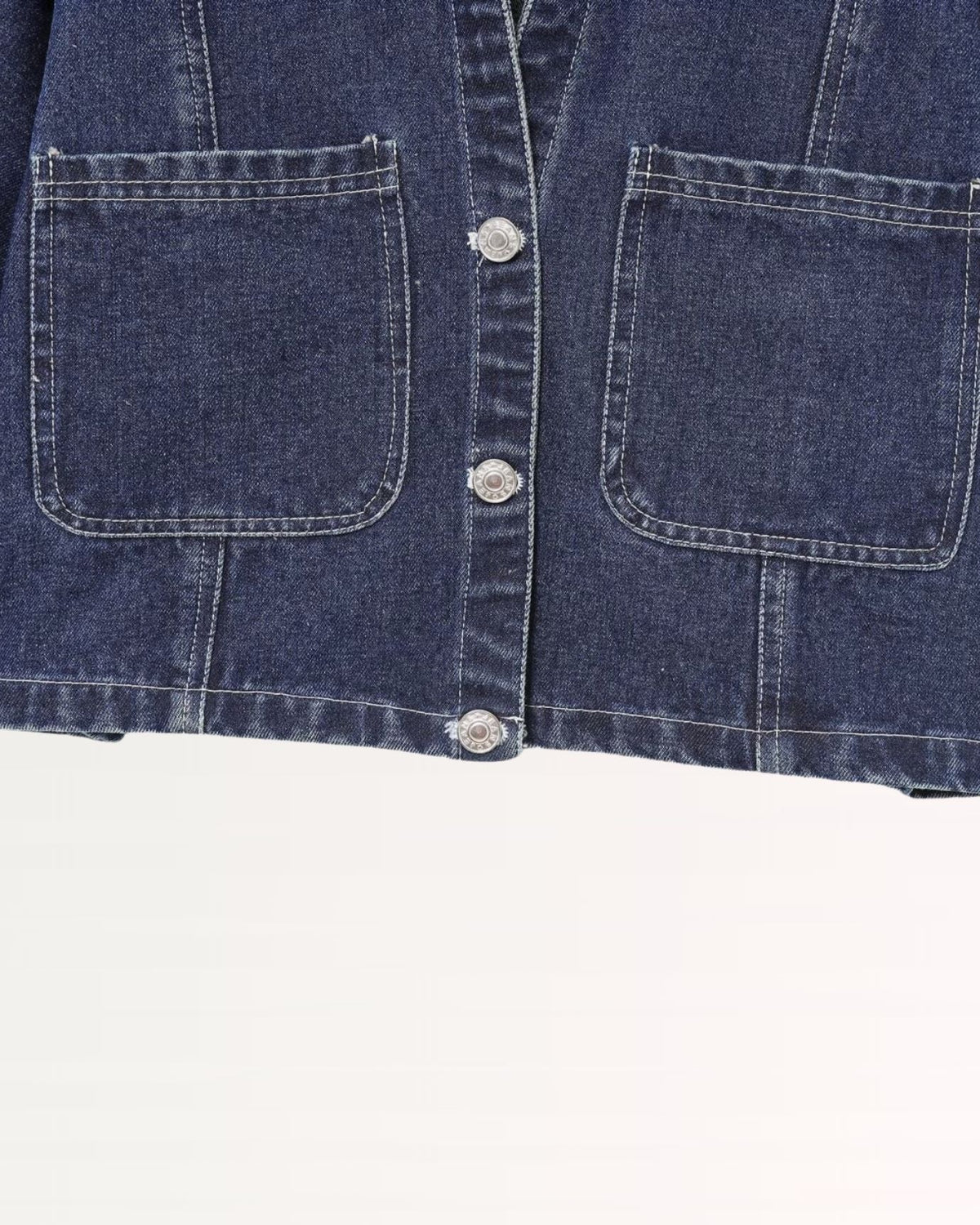 New York Pointed Collar Denim Shirt with Chest Pocket – Navy Blue – view 7