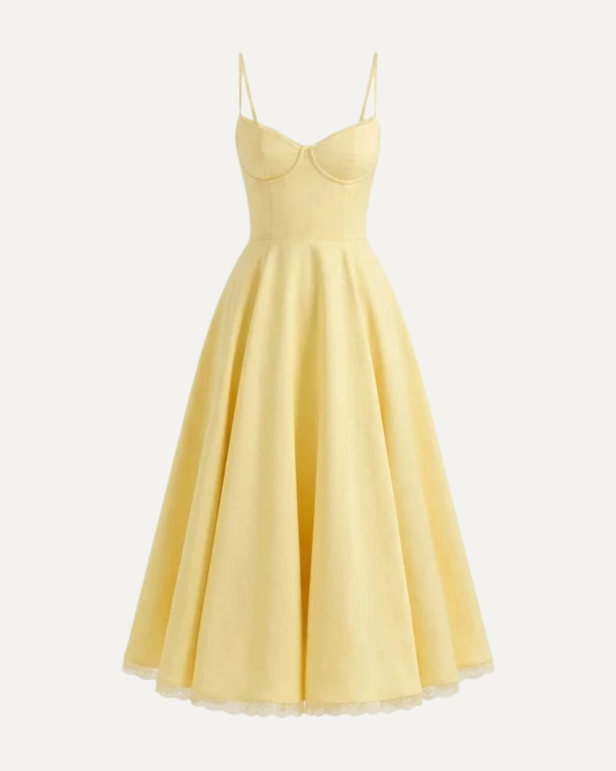 Giulia Duchess Satin Midi Dress with Tulle Underskirt – Yellow