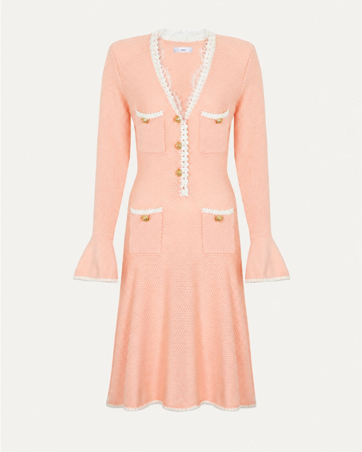 Georgina Long Sleeve Cut-Out Ruffle Viscose Midi Dress – view 6