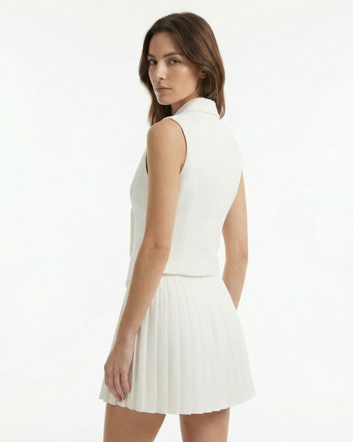 Tailored Waistcoat and Pleated Mini Skirt Two-Piece Set – view 4