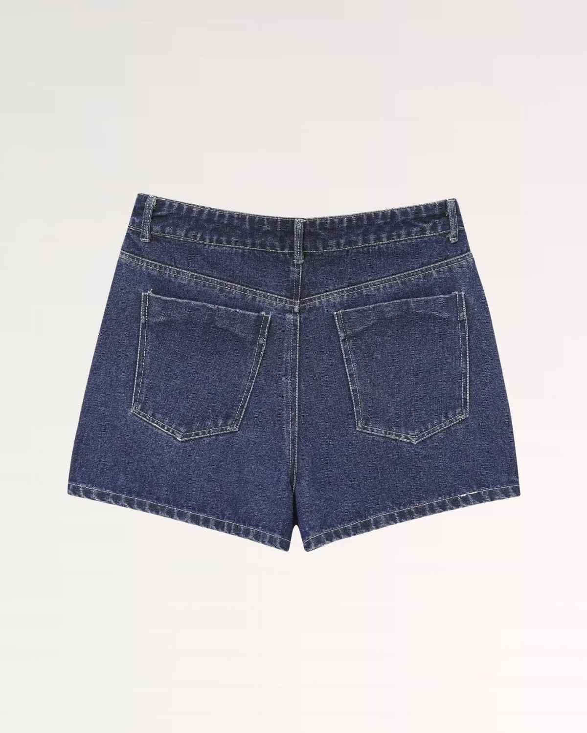 New York High Rise Denim Wrap Skort with Button Front – Navy Blue – view 3