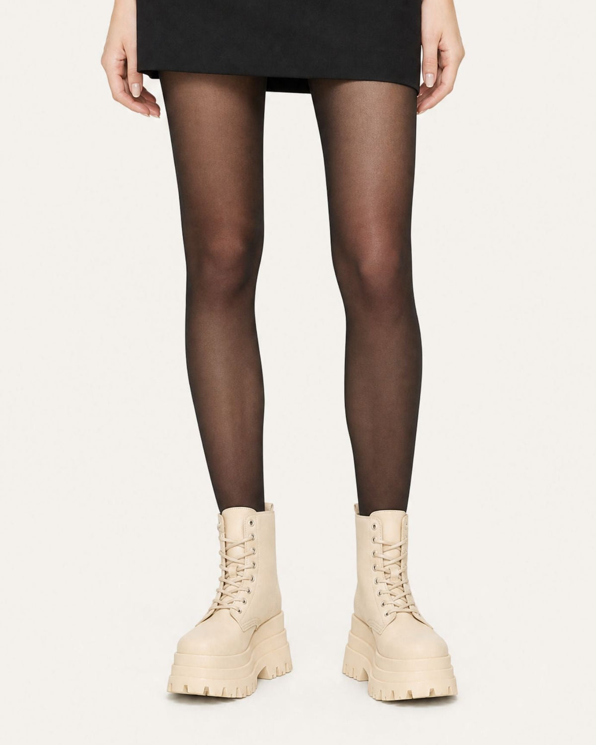 Maria Square Toe Platform Lace-Up Combat Boots with 9cm Heel – view 2
