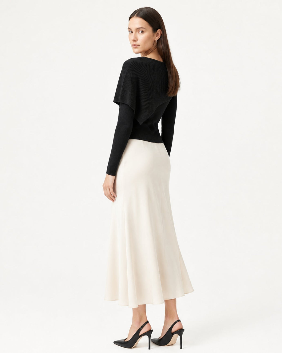 Mina Asymmetrical Draped Cotton and Viscose Knit Shawl Top – view 15