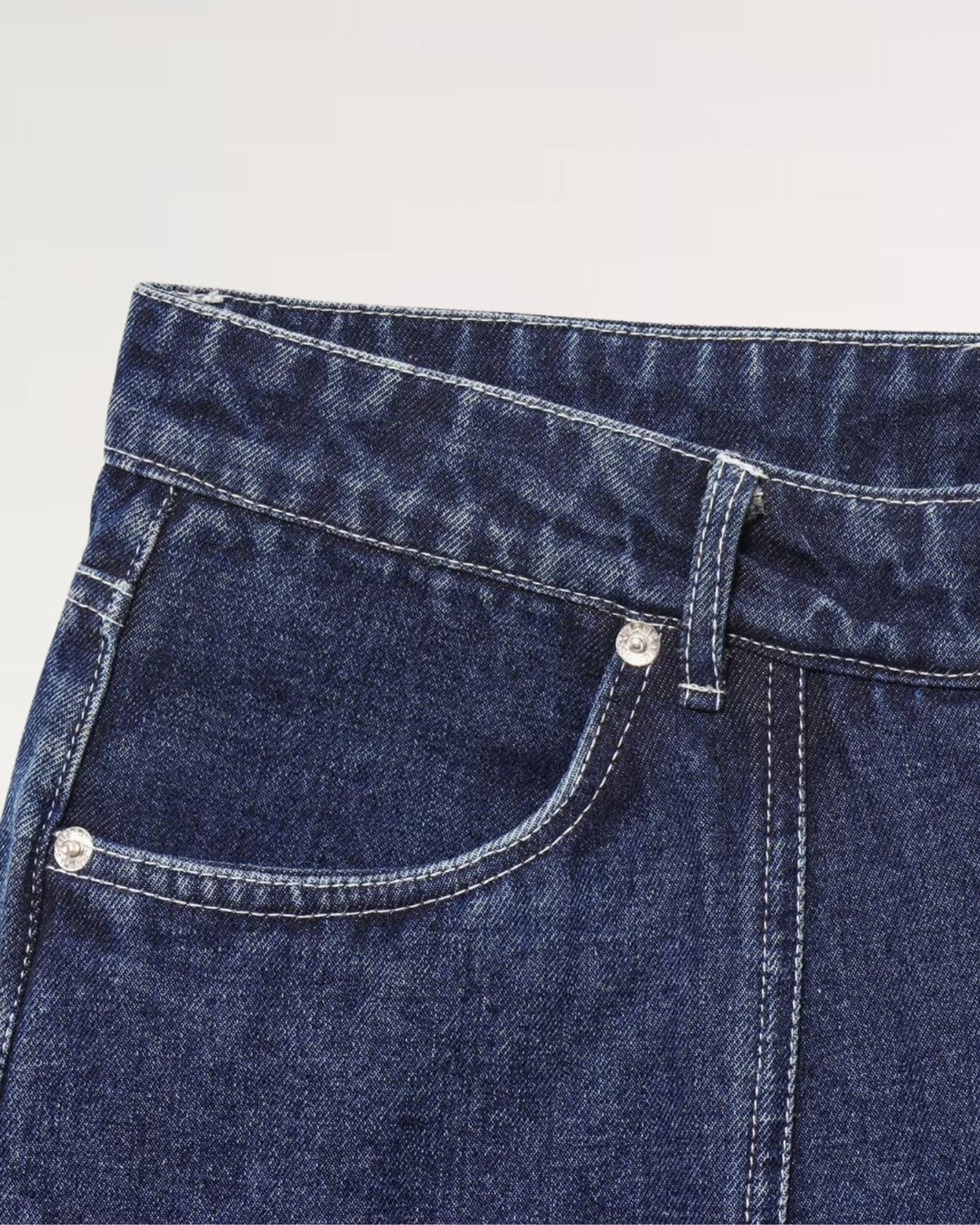 New York High Rise Denim Wrap Skort with Button Front – Navy Blue