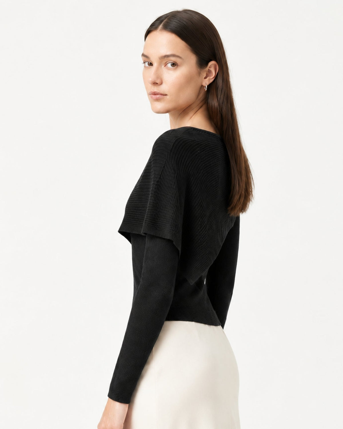 Mina Asymmetrical Draped Cotton and Viscose Knit Shawl Top – view 16