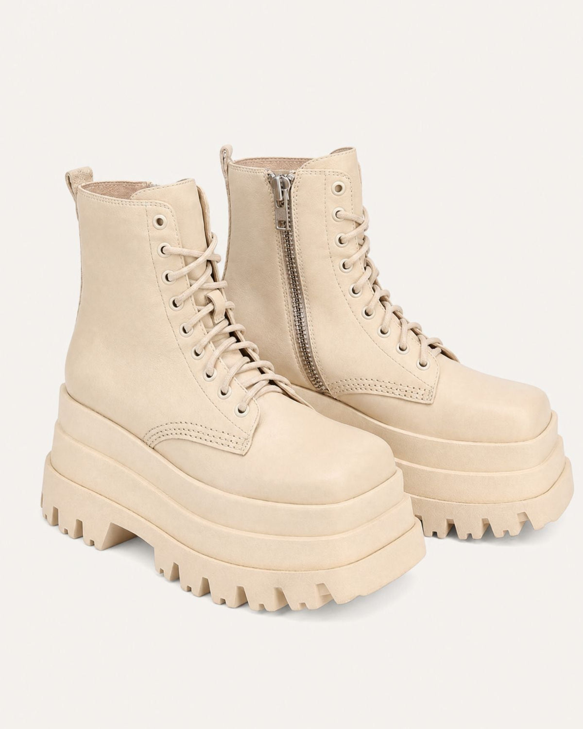 Maria Square Toe Platform Lace-Up Combat Boots with 9cm Heel – view 3