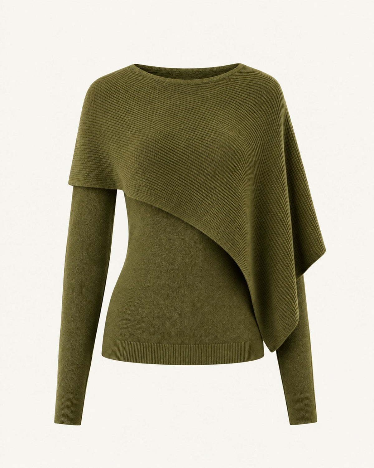 Mina Asymmetrical Draped Cotton and Viscose Knit Shawl Top – view 5