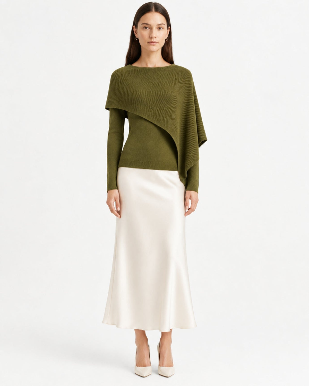 Mina Asymmetrical Draped Cotton and Viscose Knit Shawl Top – view 6
