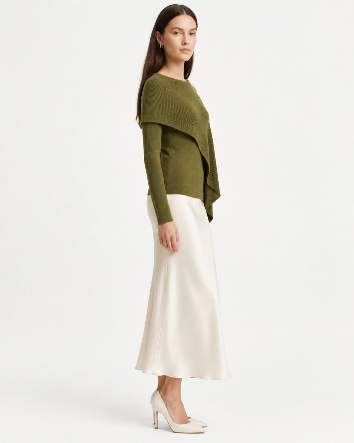 Mina Asymmetrical Draped Cotton and Viscose Knit Shawl Top – view 7