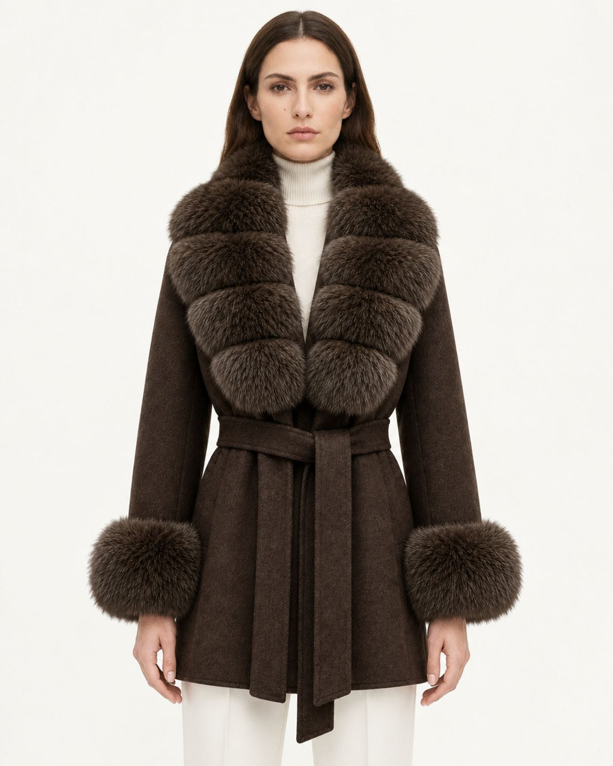 Mira Belted Mid-Length Hand-Stitched Wool Coat – view 26