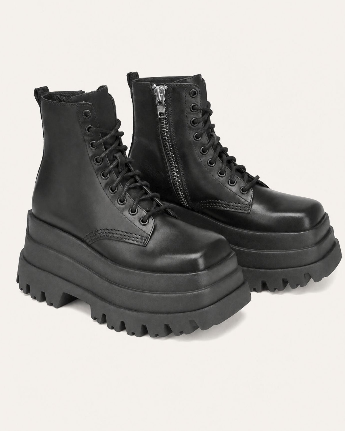 Maria Square Toe Platform Lace-Up Combat Boots with 9cm Heel – view 7