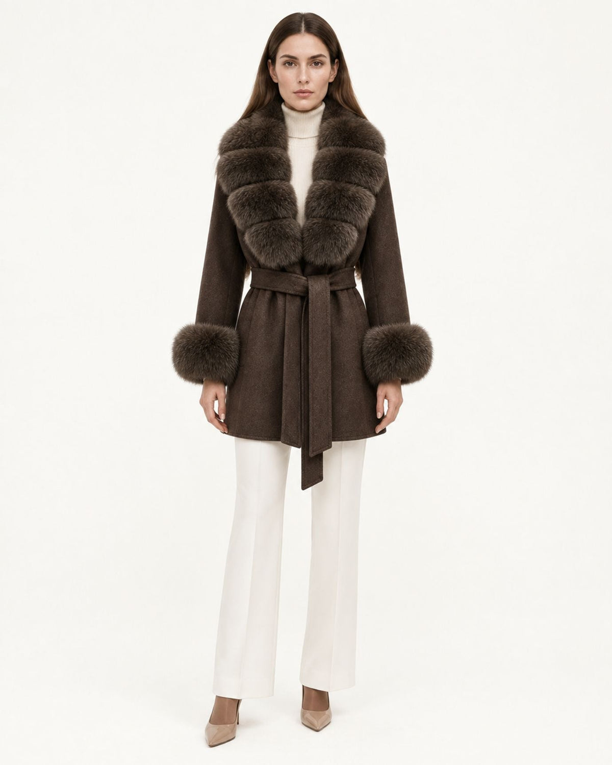 Mira Belted Mid-Length Hand-Stitched Wool Coat – view 27