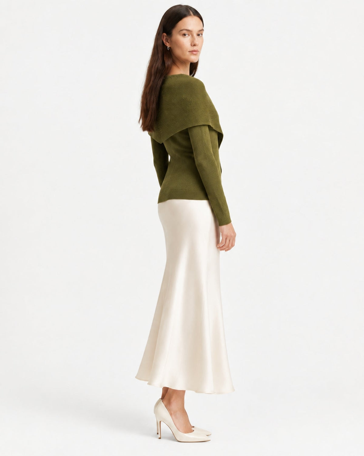 Mina Asymmetrical Draped Cotton and Viscose Knit Shawl Top – view 8