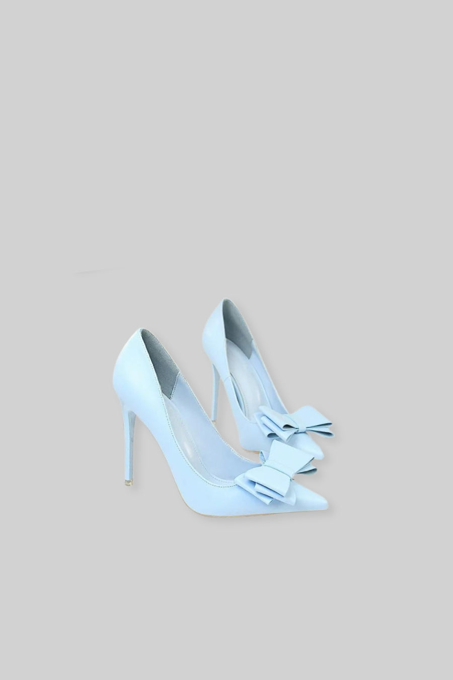 Vegan Leather Ribbon Detail 10.5cm High Heels – Baby Blue