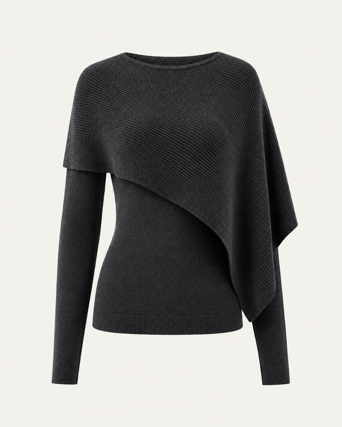 Mina Asymmetrical Draped Cotton and Viscose Knit Shawl Top – view 22