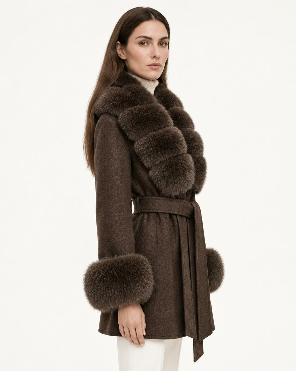 Mira Belted Mid-Length Hand-Stitched Wool Coat – view 28