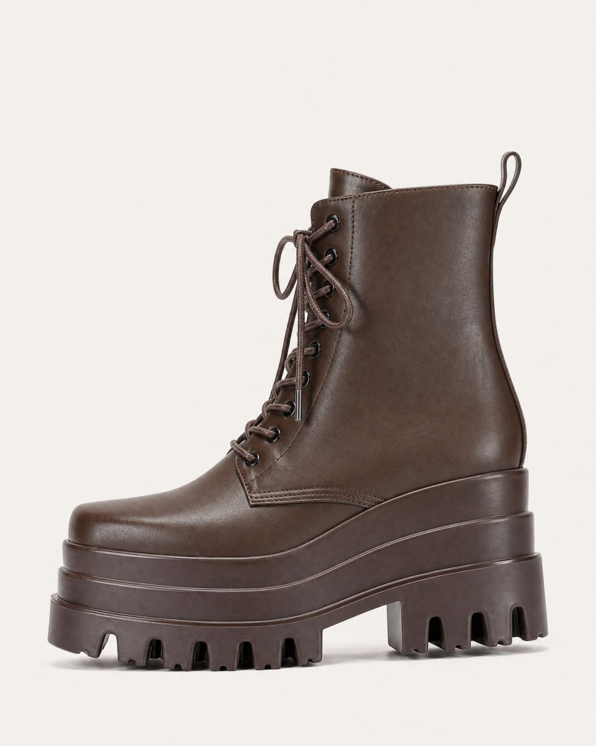 Maria Square Toe Platform Lace-Up Combat Boots with 9cm Heel – view 9