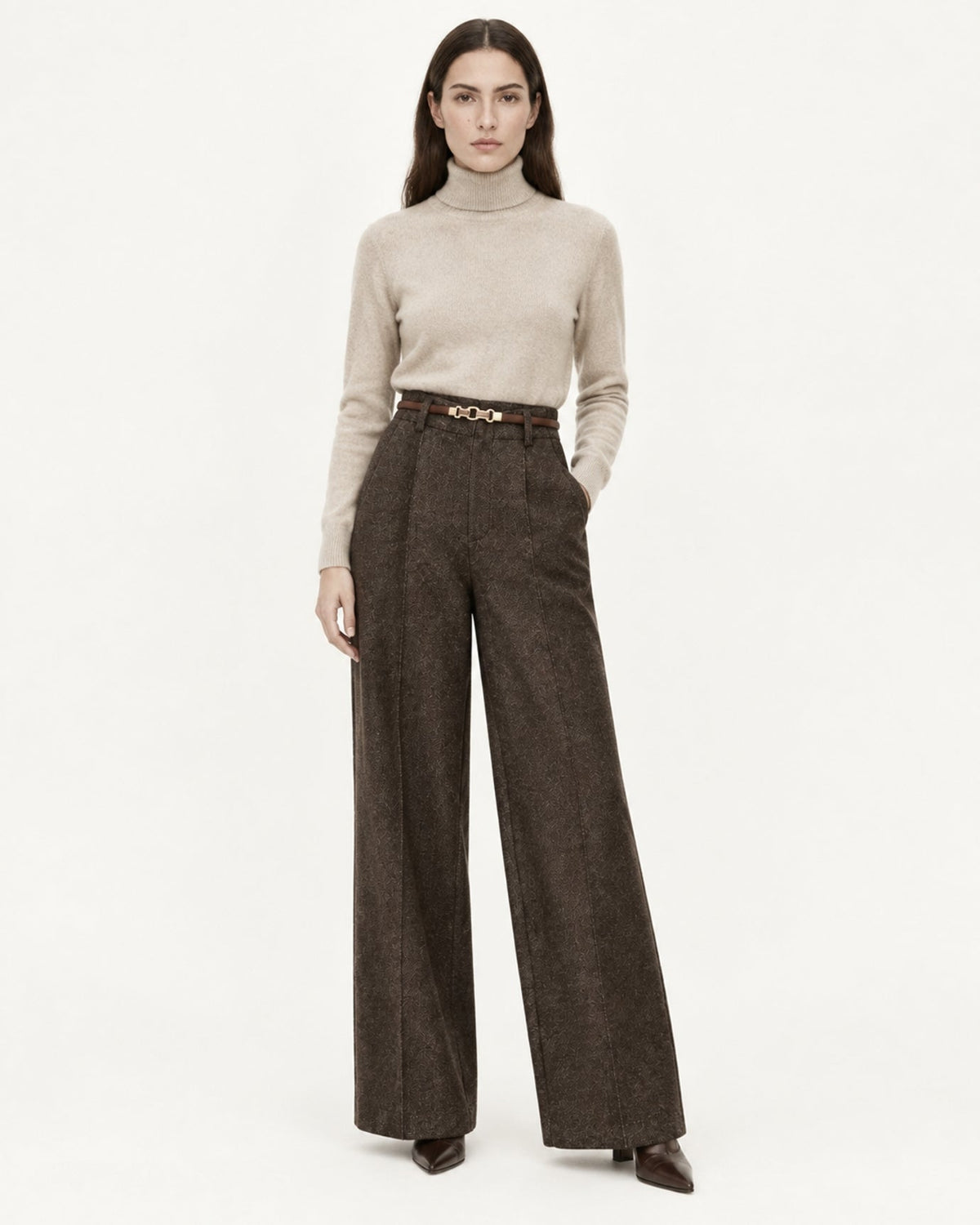 Heavyweight Wool and Cotton Blend Straight Leg Trousers – view 2