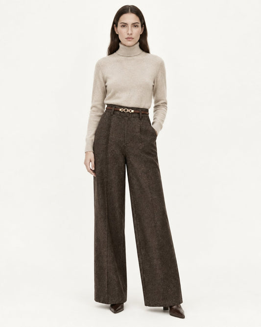 Heavyweight Wool and Cotton Blend Straight Leg Trousers – view 2
