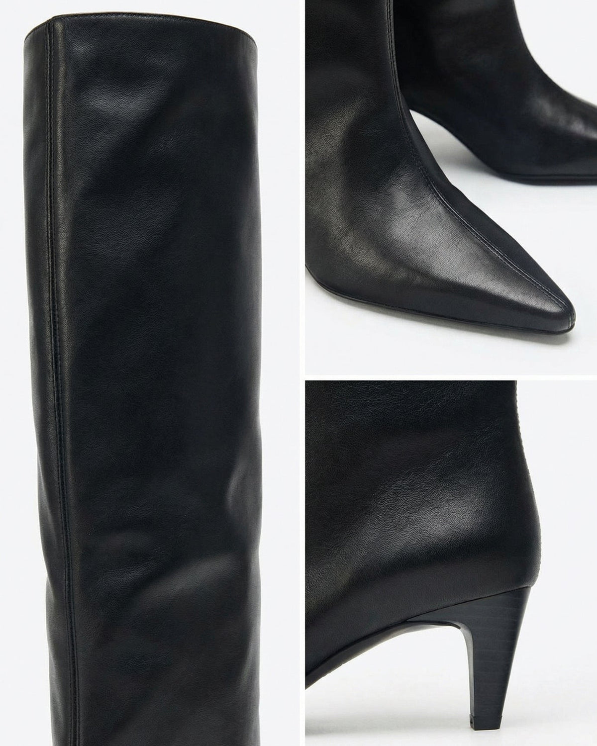 Divina Cowhide Leather Wide Leg Kitten Heel Boots – view 3