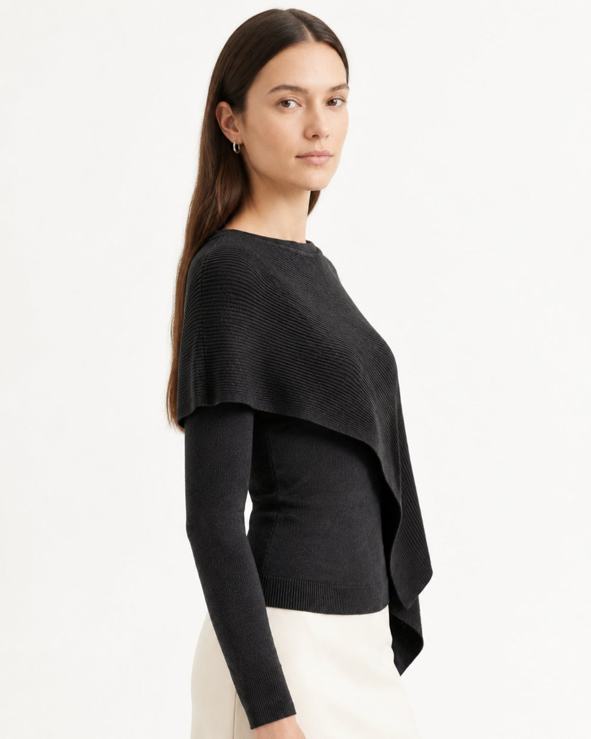 Mina Asymmetrical Draped Cotton and Viscose Knit Shawl Top – view 24