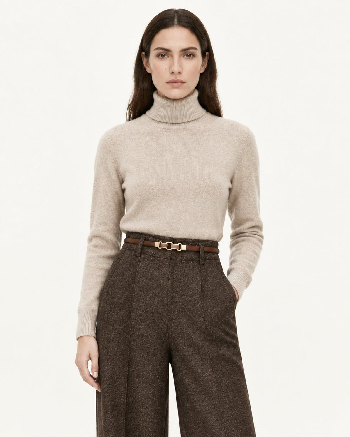 Heavyweight Wool and Cotton Blend Straight Leg Trousers – view 4