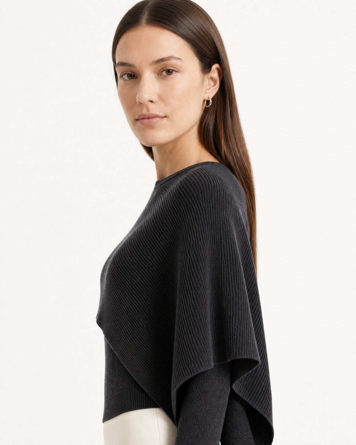 Mina Asymmetrical Draped Cotton and Viscose Knit Shawl Top – view 25