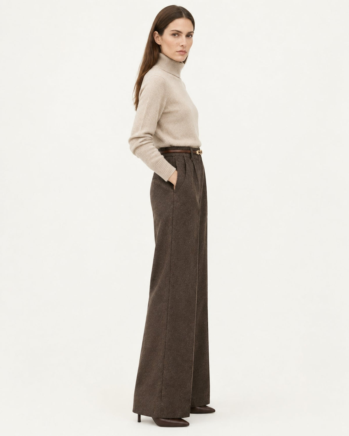 Heavyweight Wool and Cotton Blend Straight Leg Trousers – view 3