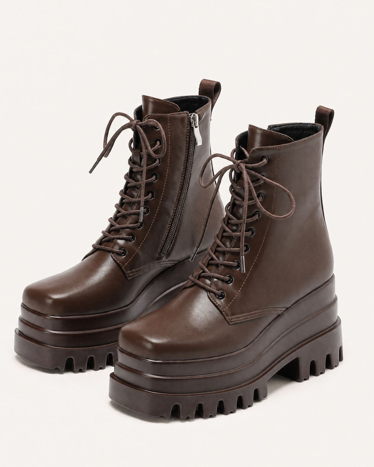 Maria Square Toe Platform Lace-Up Combat Boots with 9cm Heel – view 11