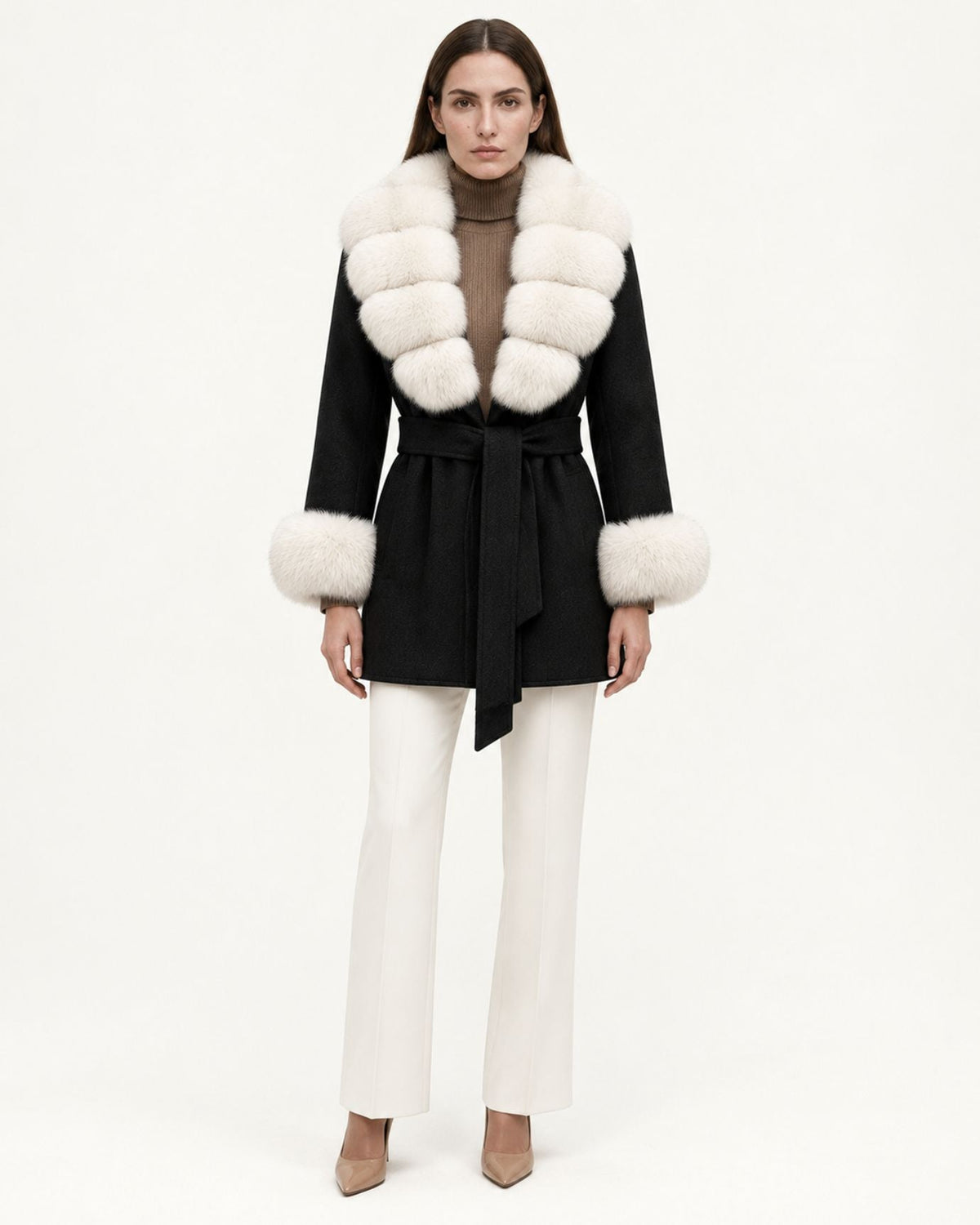 Mira Belted Mid-Length Hand-Stitched Wool Coat – view 18