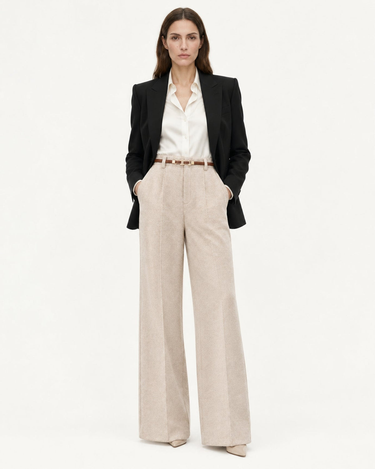 Heavyweight Wool and Cotton Blend Straight Leg Trousers – view 12