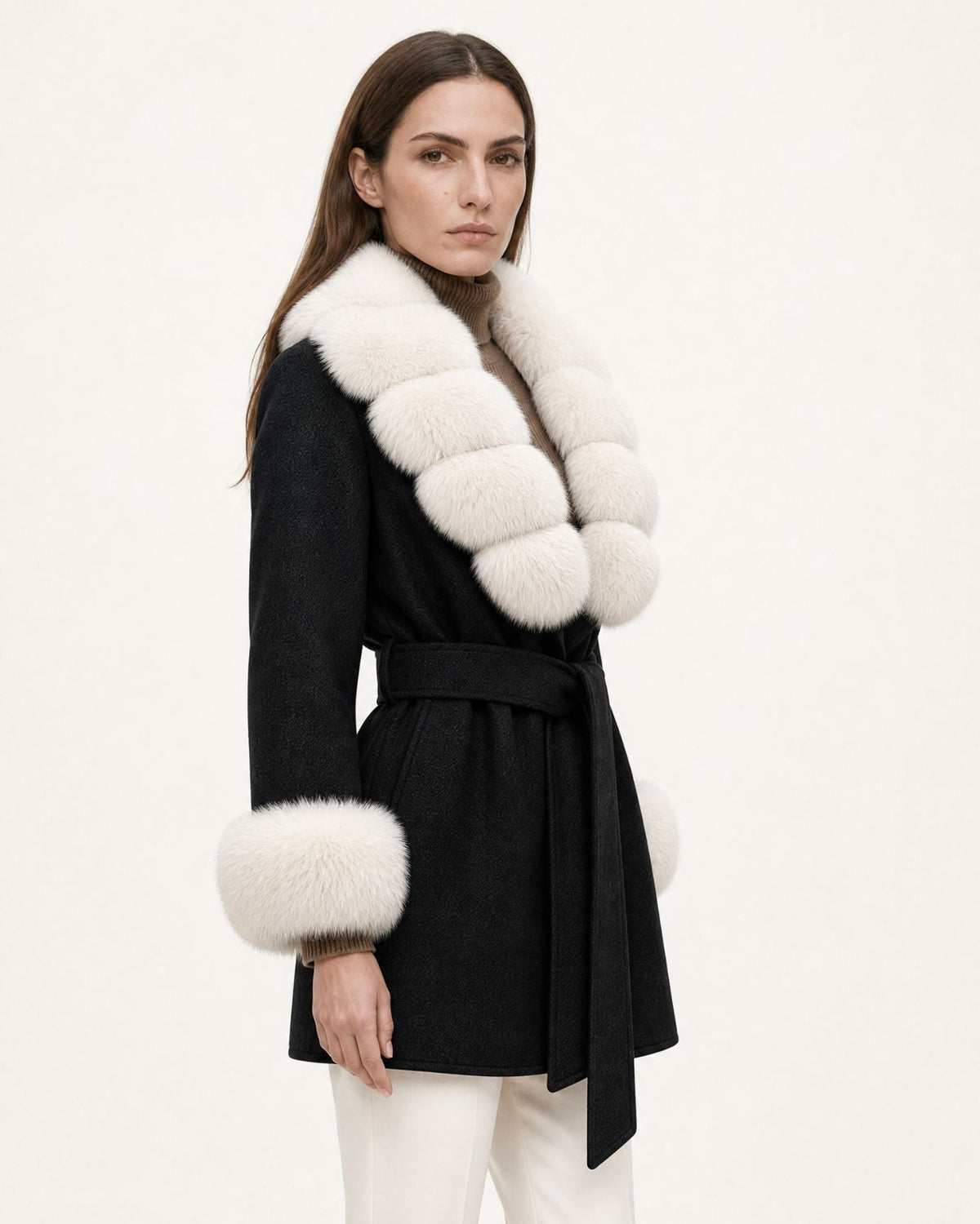 Mira Belted Mid-Length Hand-Stitched Wool Coat – view 19