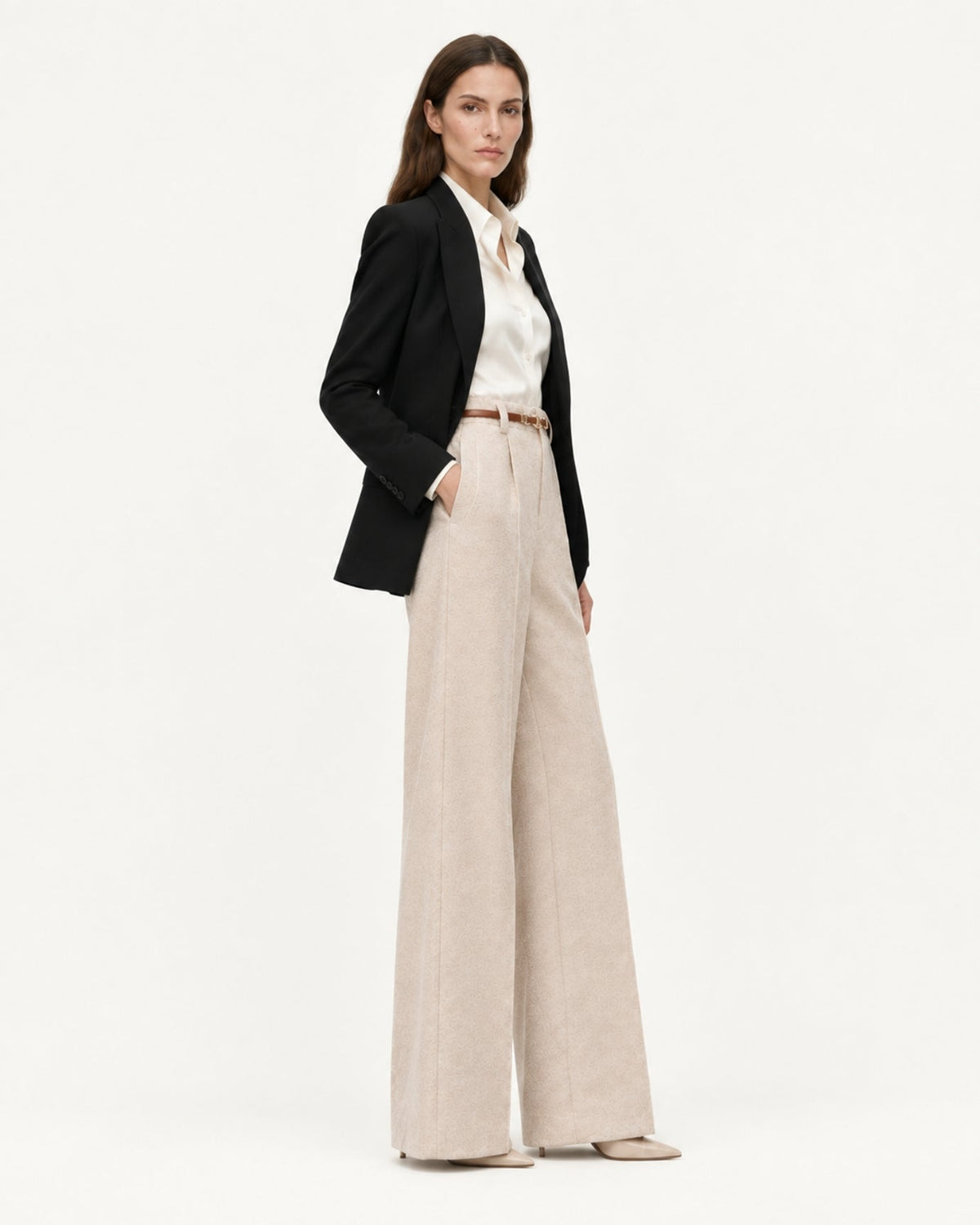 Heavyweight Wool and Cotton Blend Straight Leg Trousers – view 13