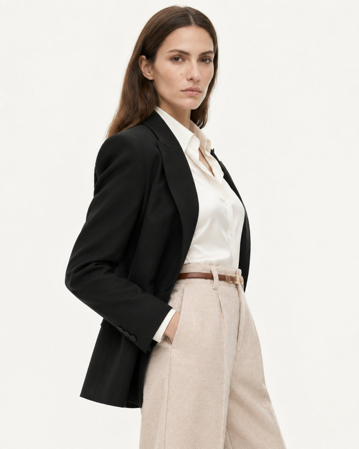 Heavyweight Wool and Cotton Blend Straight Leg Trousers – view 14