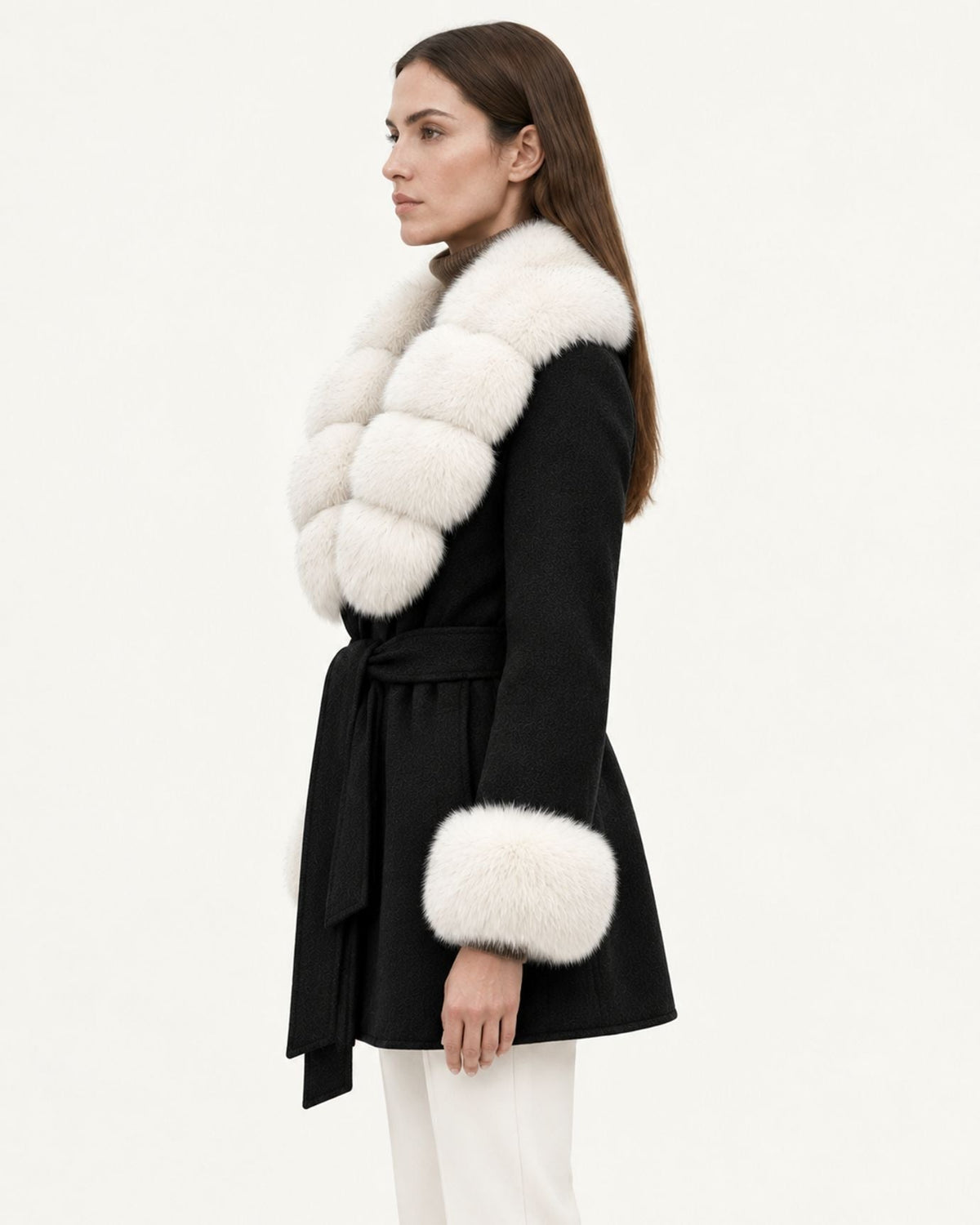 Mira Belted Mid-Length Hand-Stitched Wool Coat – view 20