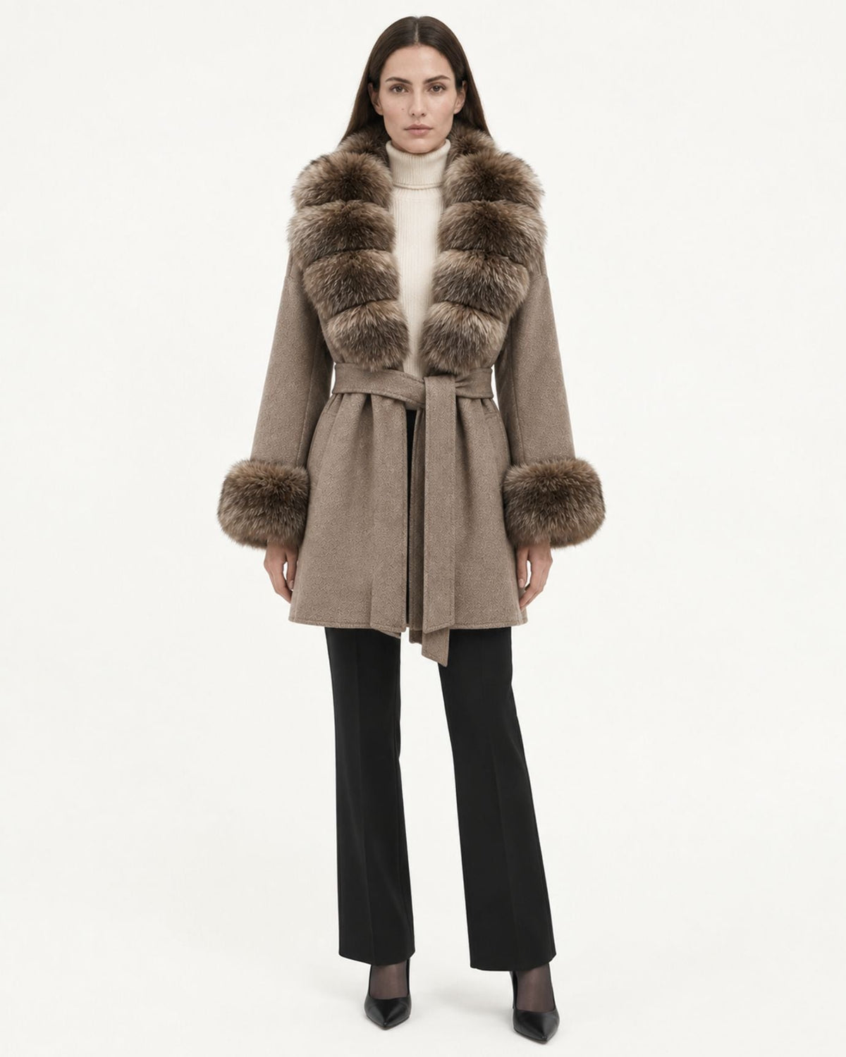 Mira Belted Mid-Length Hand-Stitched Wool Coat – view 14