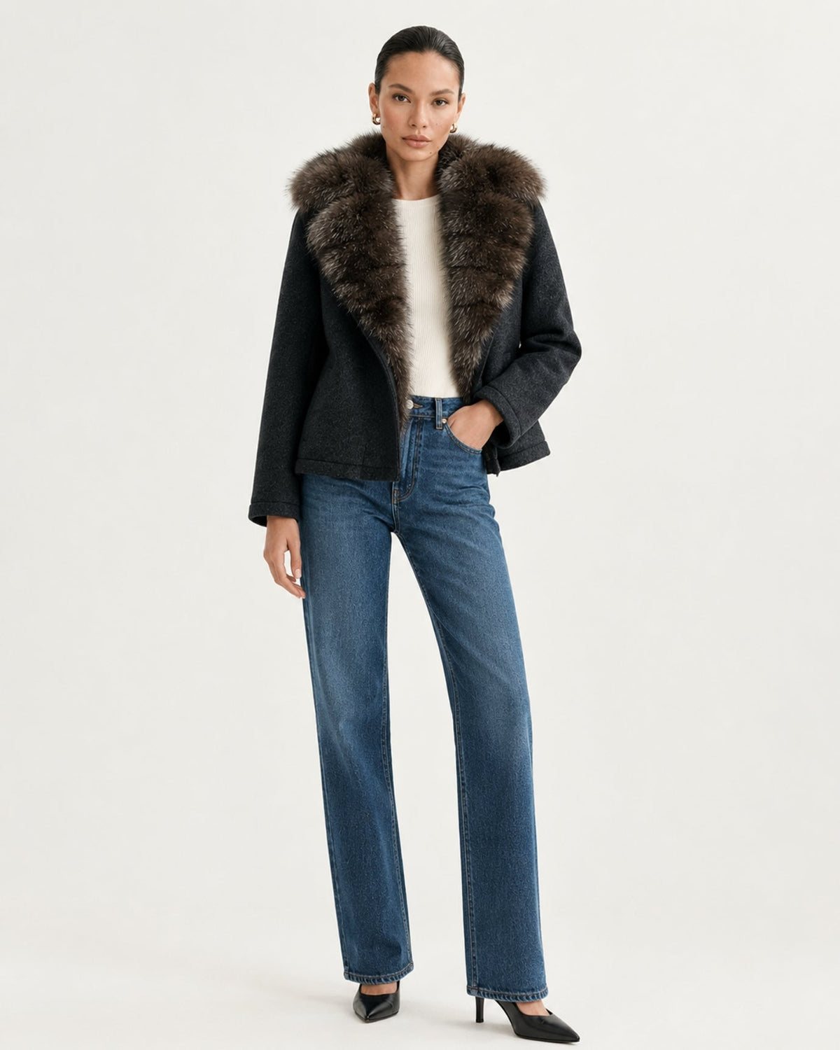 Lina Mid-Length Shearling Coat – view 2