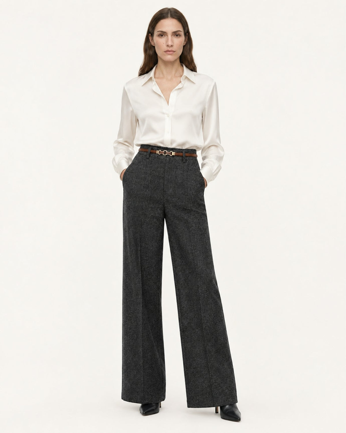 Heavyweight Wool and Cotton Blend Straight Leg Trousers – view 7