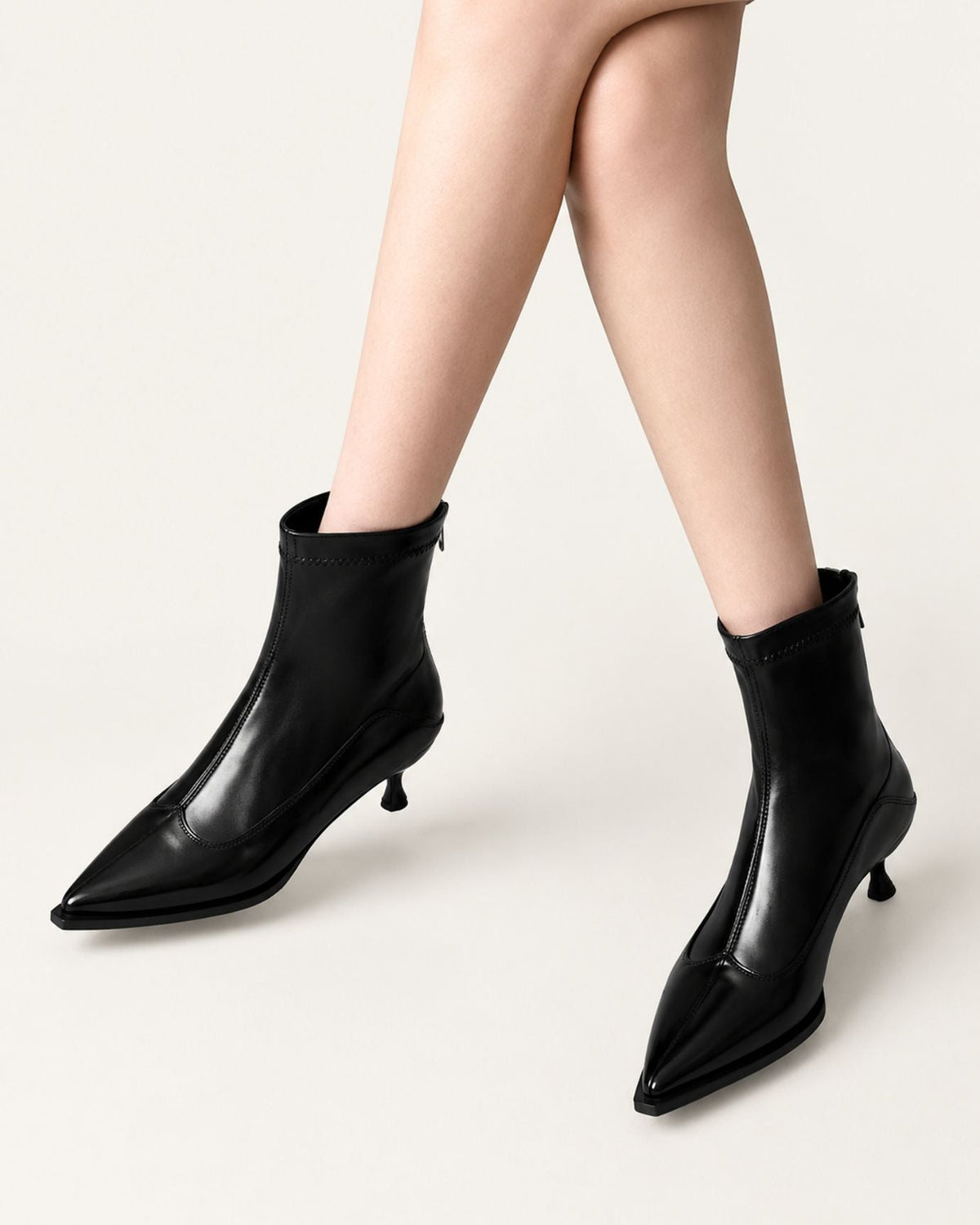 Cindy Pointed Toe PU Leather Stiletto Ankle Boots – view 3