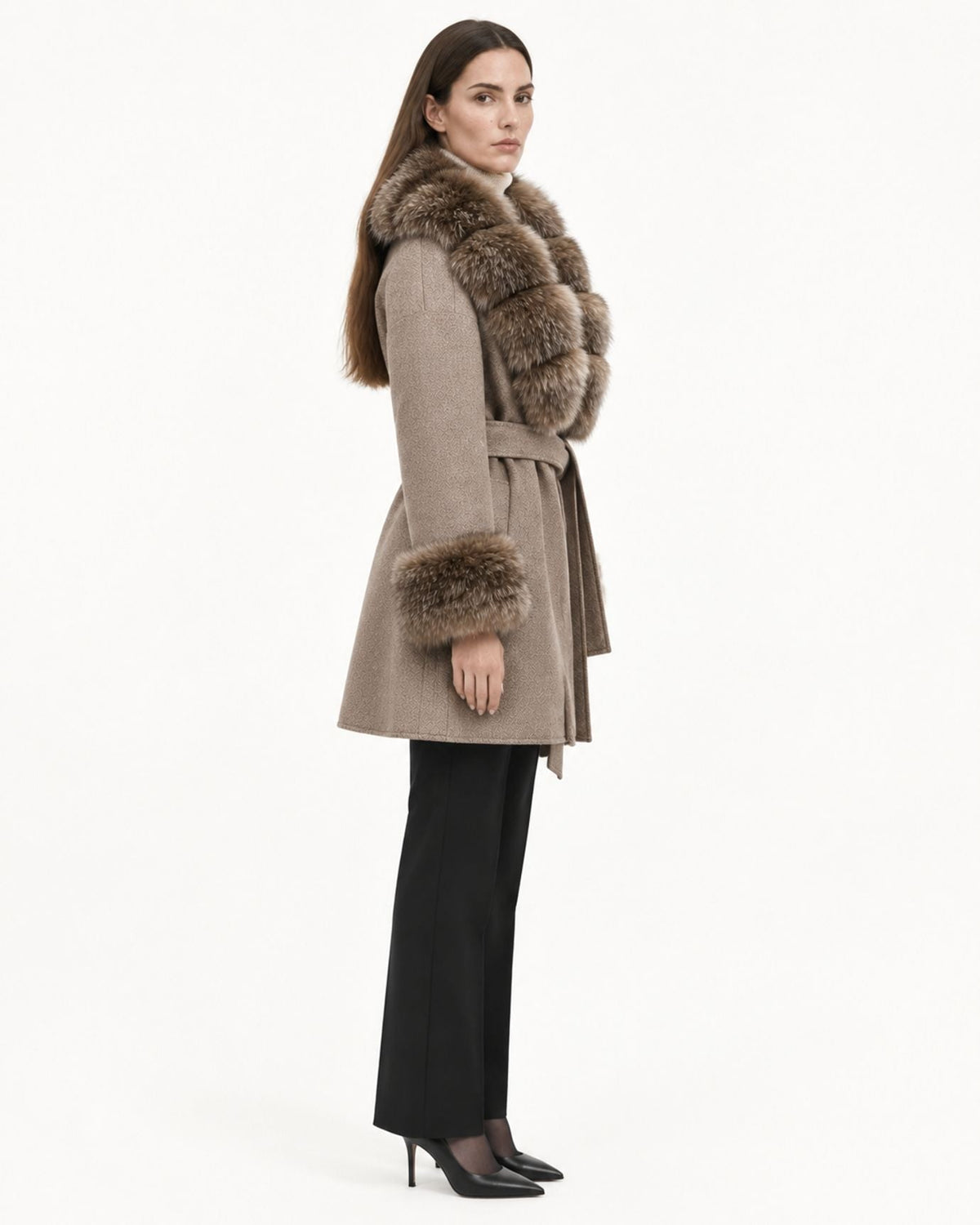 Mira Belted Mid-Length Hand-Stitched Wool Coat – view 15