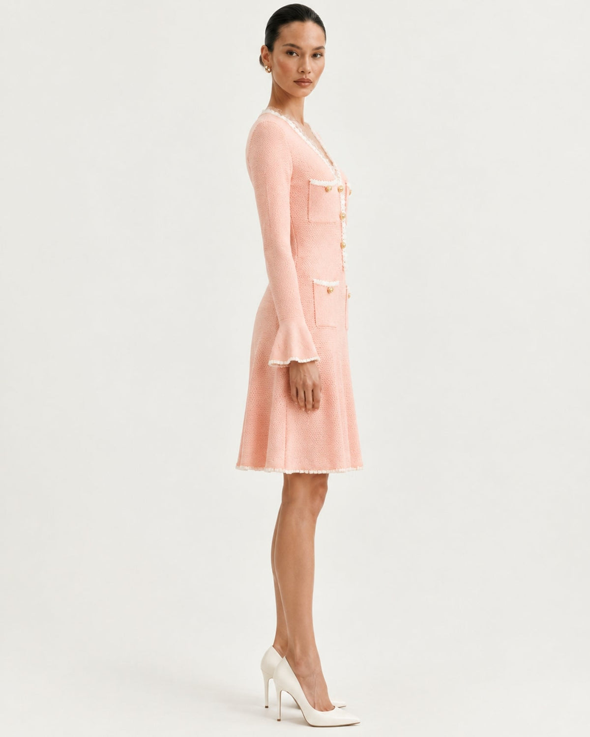Georgina Long Sleeve Cut-Out Ruffle Viscose Midi Dress – view 8