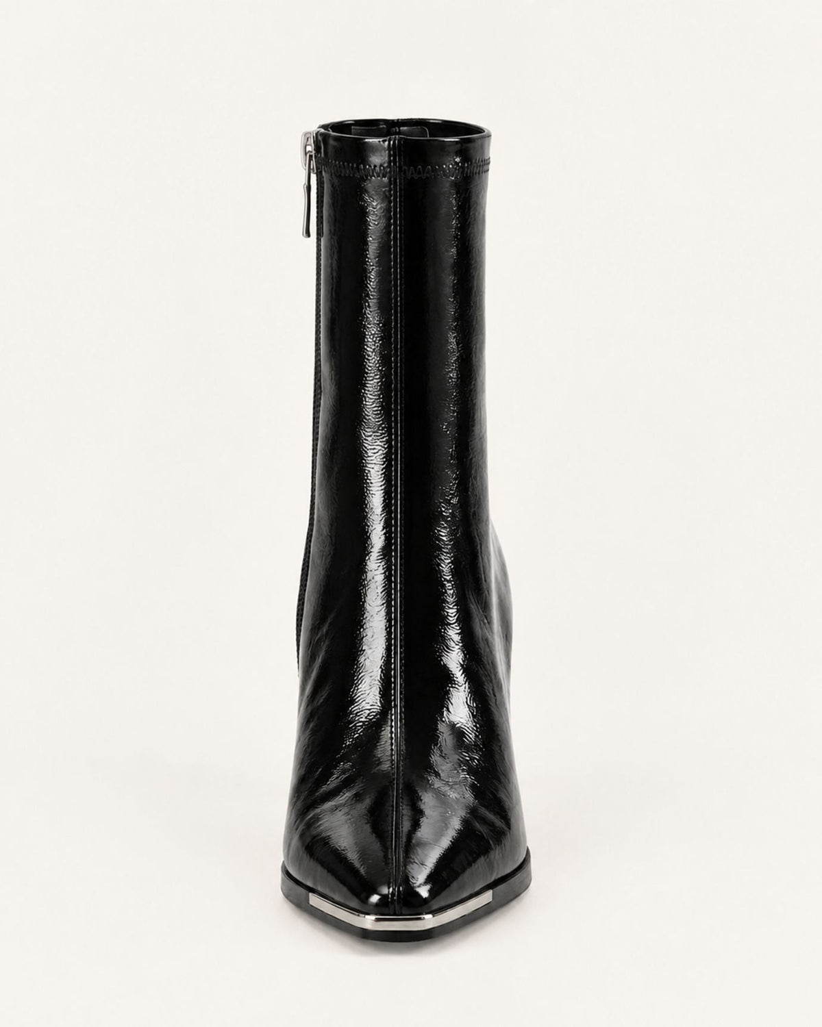 Patent Leather Block Heel Stretch Chelsea Ankle Boots – Black – view 3