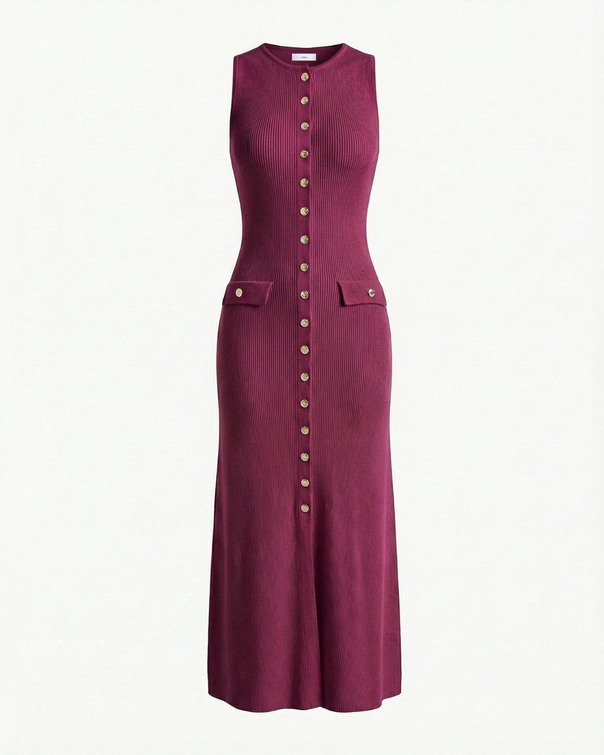 Old Money Form-Skimming Knitted Wool Blend Dress – Purple Claret – view 1