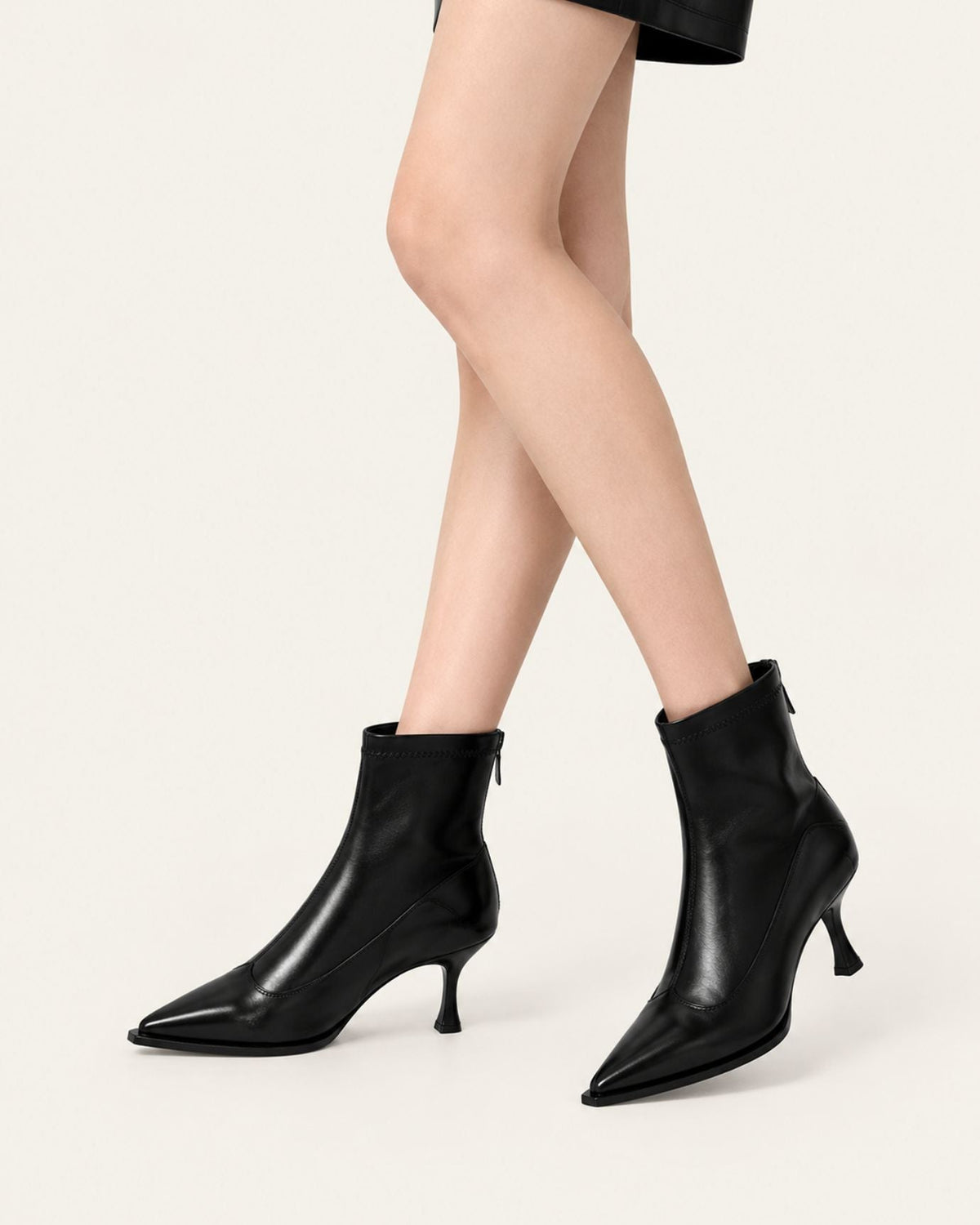 Cindy Pointed Toe PU Leather Stiletto Ankle Boots – view 2