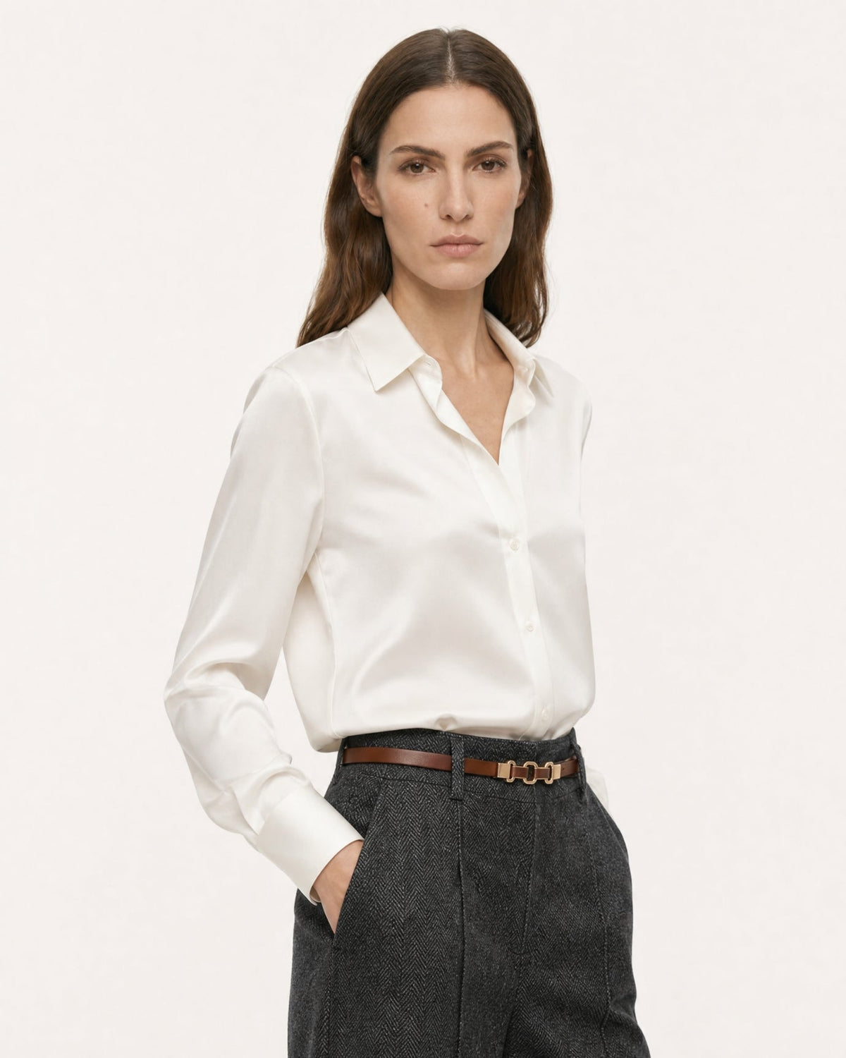 Heavyweight Wool and Cotton Blend Straight Leg Trousers – view 9