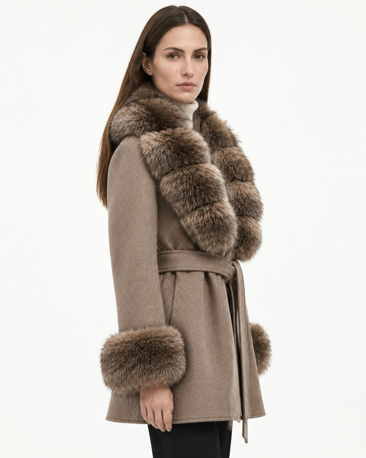 Mira Belted Mid-Length Hand-Stitched Wool Coat – view 16