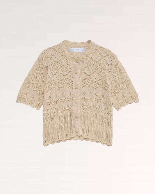 Aurora Sheer Jacquard Mesh Crew Neck T-Shirt – Khaki