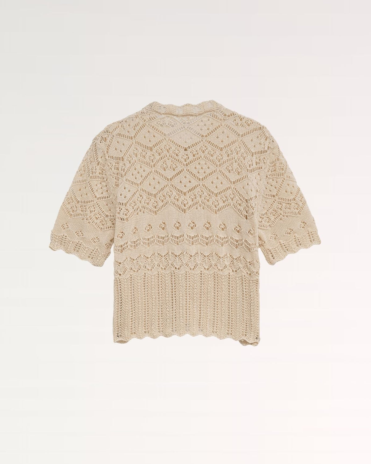 Aurora Sheer Jacquard Mesh Crew Neck T-Shirt – Khaki