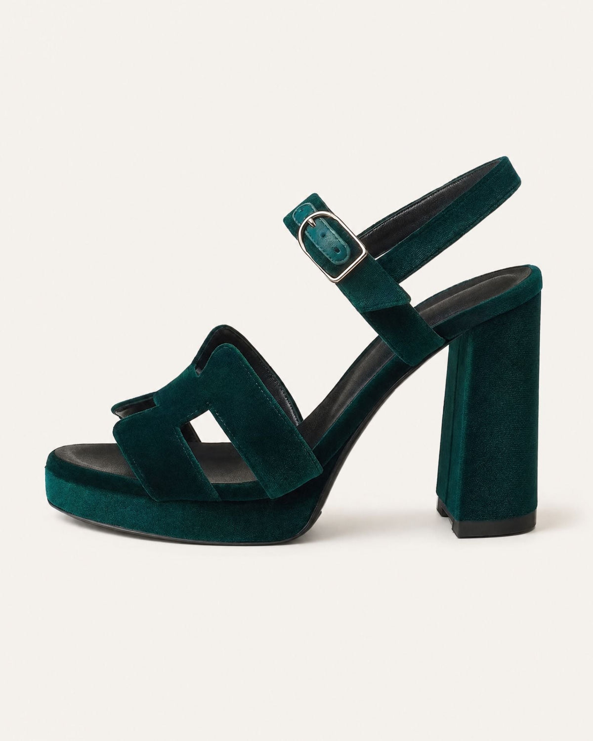 H-Band Suede Platform Block Heel Sandals with Rounded Toe – view 9