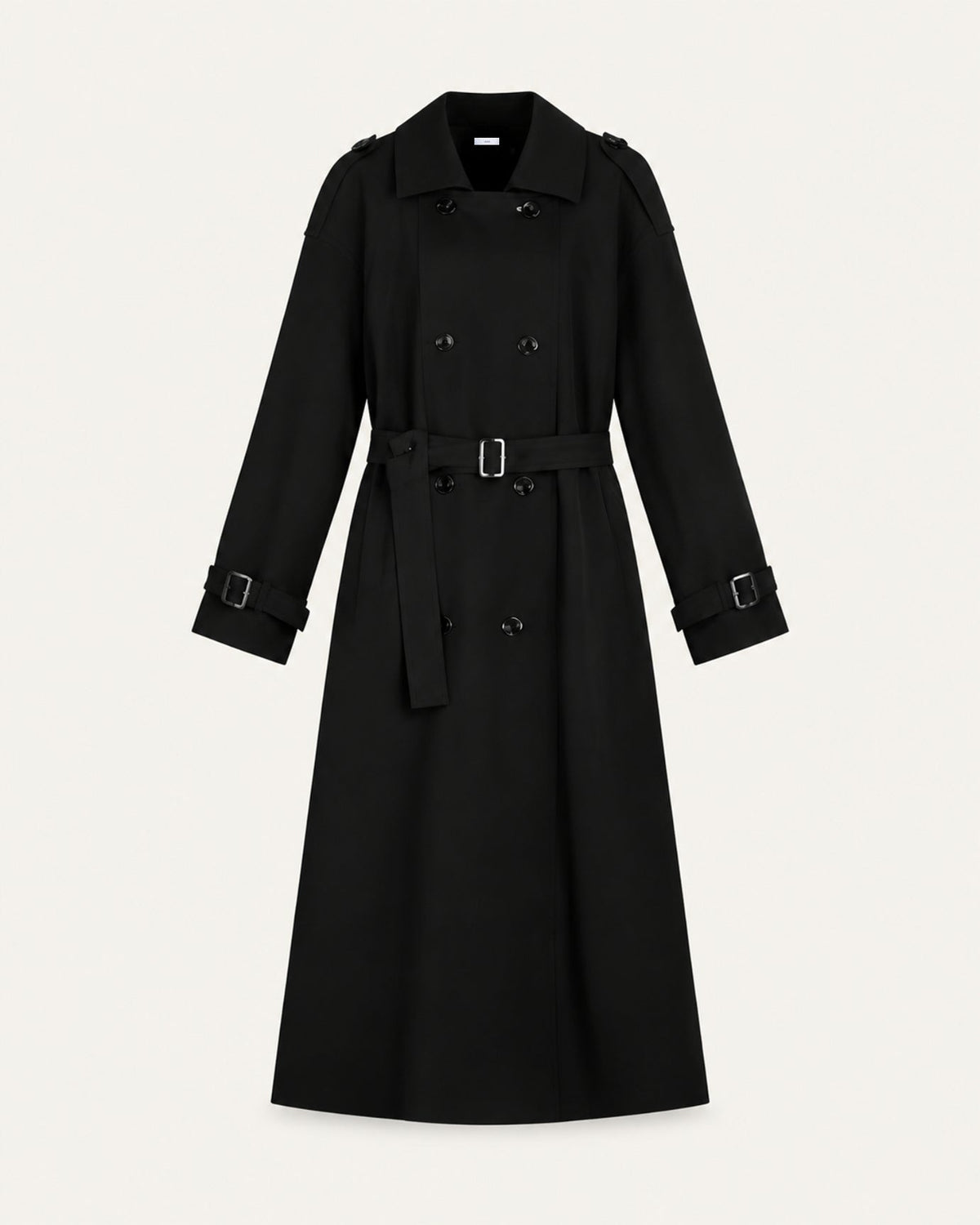 Jess Notched Lapel Medium-Weight Trench Coat – Black – view 1